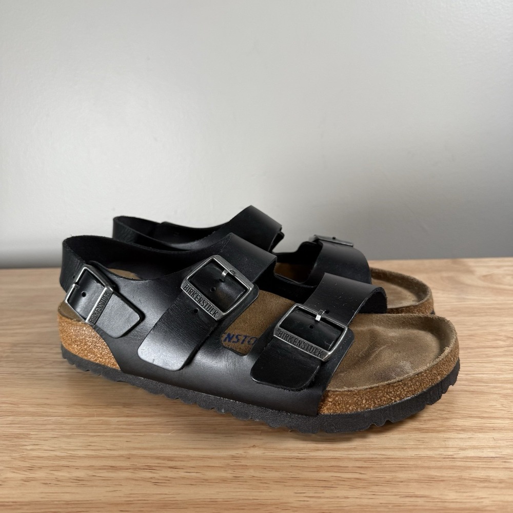 Birkenstock Milano Back Strap Sandals Size mens Regular 41 US 8 Black Leather